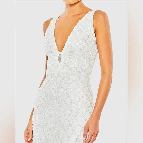 Mac Duggal White Sparkling Gown NWT - Picture 4 of 7